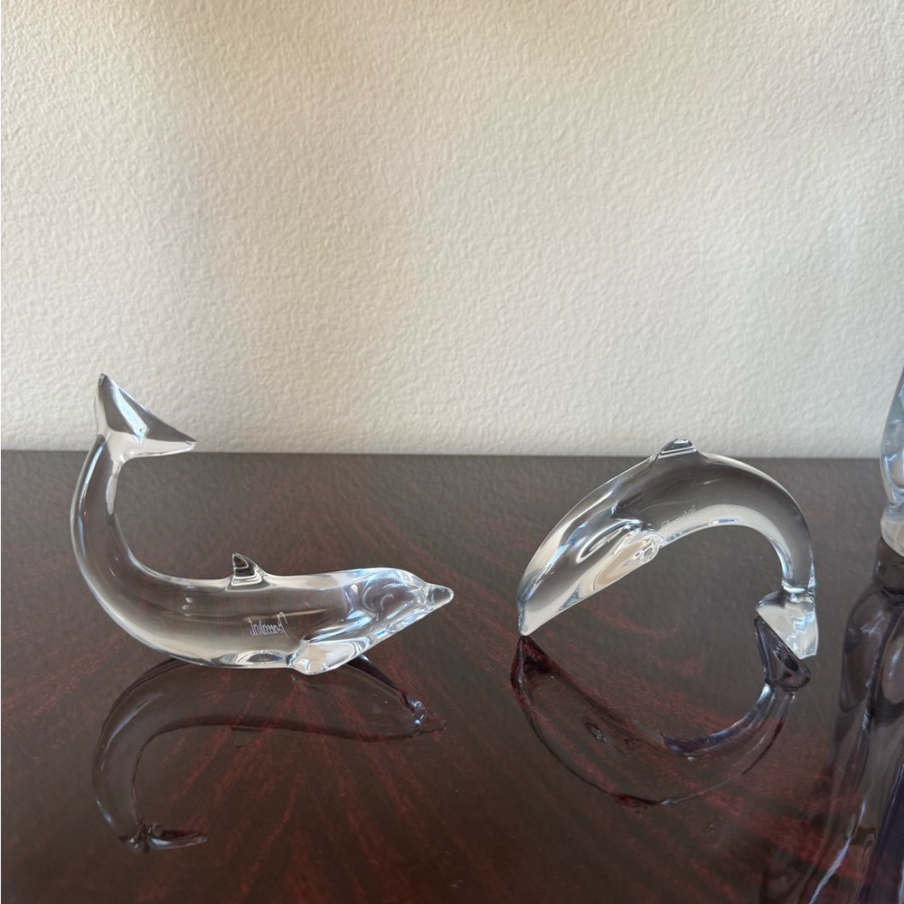 Baccarat Crystal Dolphin Figurines